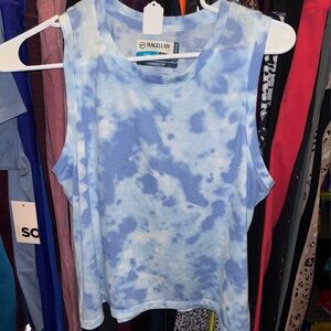 Magellan Outdoors Light Blue Tie-Dye Muscle Tee